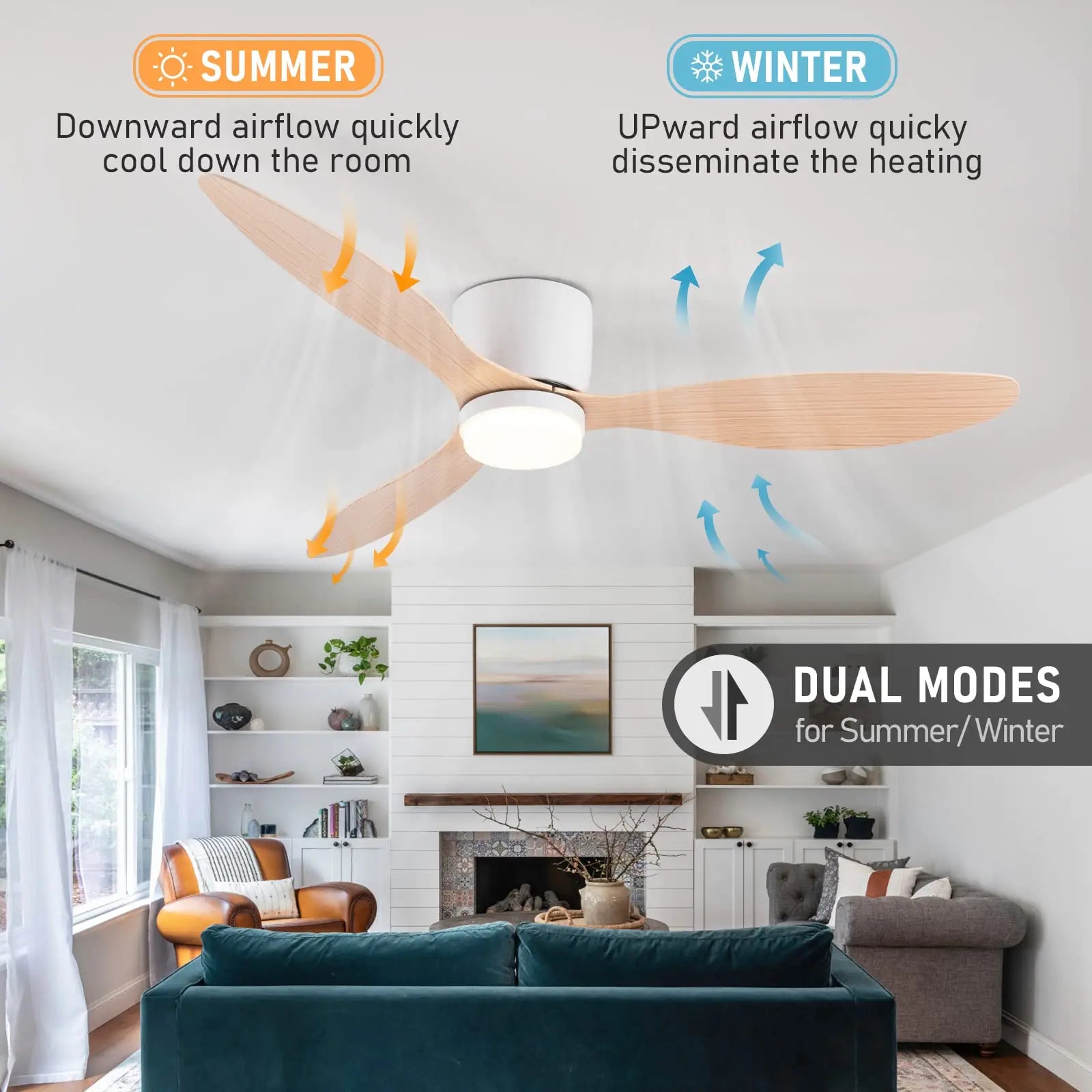 Large Minimalist Ceiling Fan - room installed