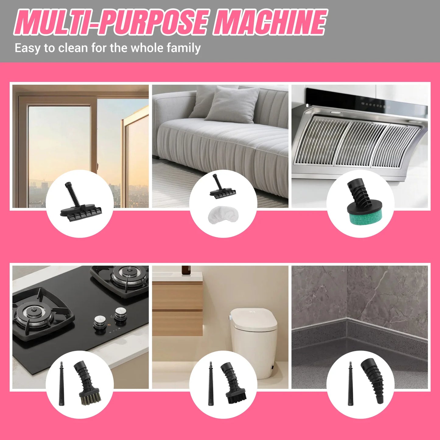 2000W Steam Cleaner | 1.9L Tank | 12-in-1 | Chemical-Free Deep Clean