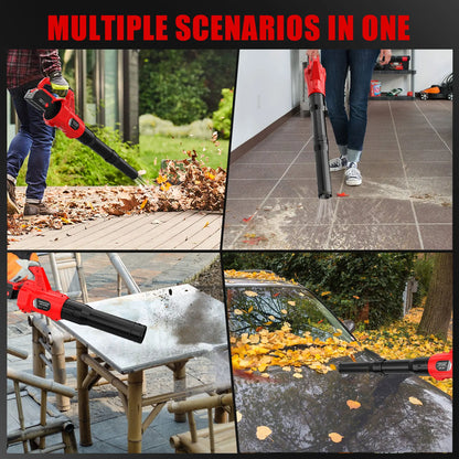 21V Cordless Leaf Blower 580CFM | Dual Battery & Charger | Garden Patio Lawn