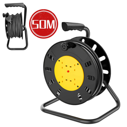 Extension Lead Cable Reel | 10m-50m | 4 Sockets | Thermal Cut-Out | UK Plug