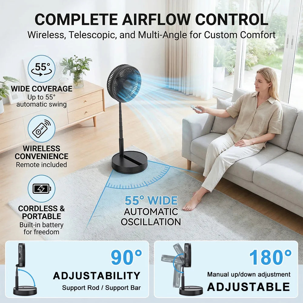 9 Inch Portable Desk Fan 8000mAh - oscillating