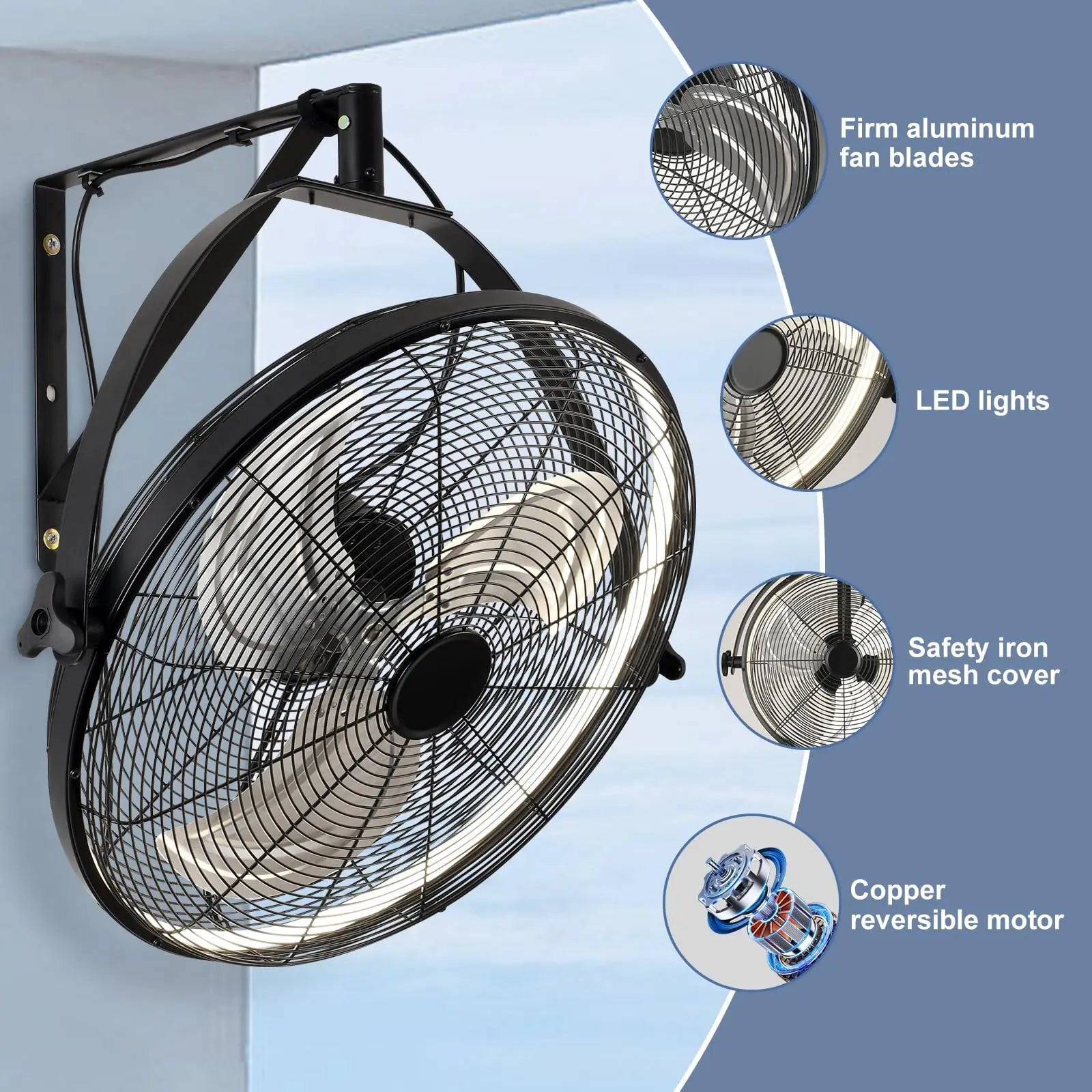 20 Inch Industrial Ceiling Fan - features