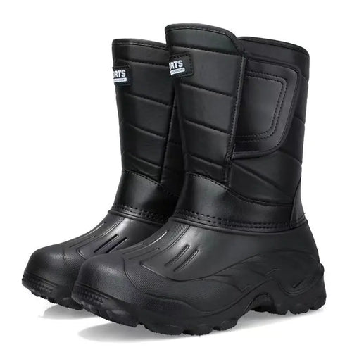 Fur Lined Rain & Snow Work Shoes, Warm Mid-Calf Outdoor Motorcycle Boots