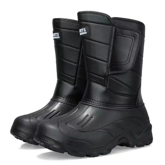 Fur Lined Rain & Snow Work Shoes, Warm Mid-Calf Outdoor Motorcycle Boots