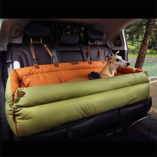 Luxury Dog Car Seat Booster | Faux Leather Pet Travel Bed & Carrier