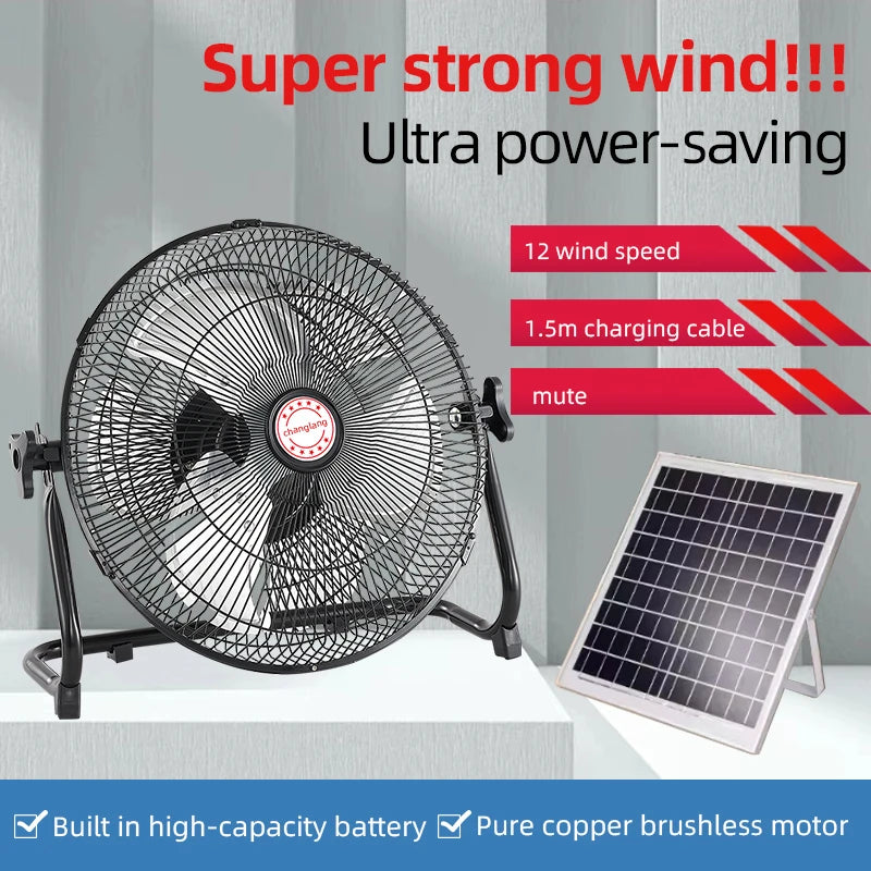 Solar Portable Fan with Battery and USB Charging - UK