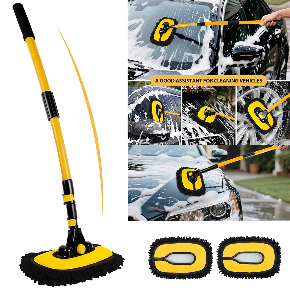 Retractable Car Wash Brush | 15 Arc Long Handle | Microfibre Mop for Cars & SUVs
