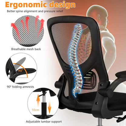 Ergonomic Office Chair with Adjustable Lumbar Support & Flip-Up Armrests