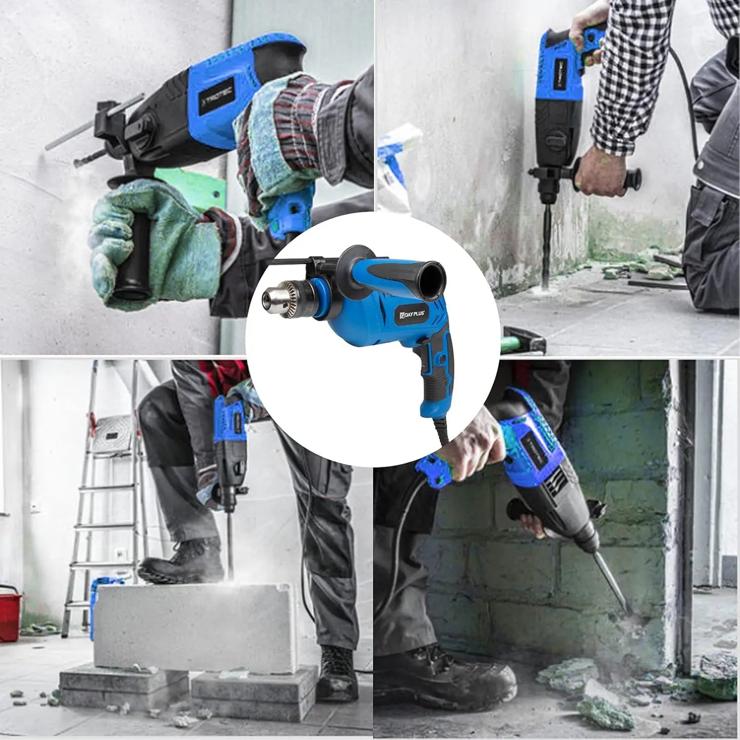 850W Corded Hammer Drill 240V | 3000RPM | 2-in-1 Impact Drill for Concrete