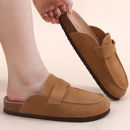 Women's Classic Faux Suede Cork Slippers with Arch Support