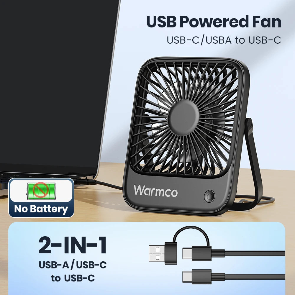 Mini USB Desk Fan USB-C Powered - desk use