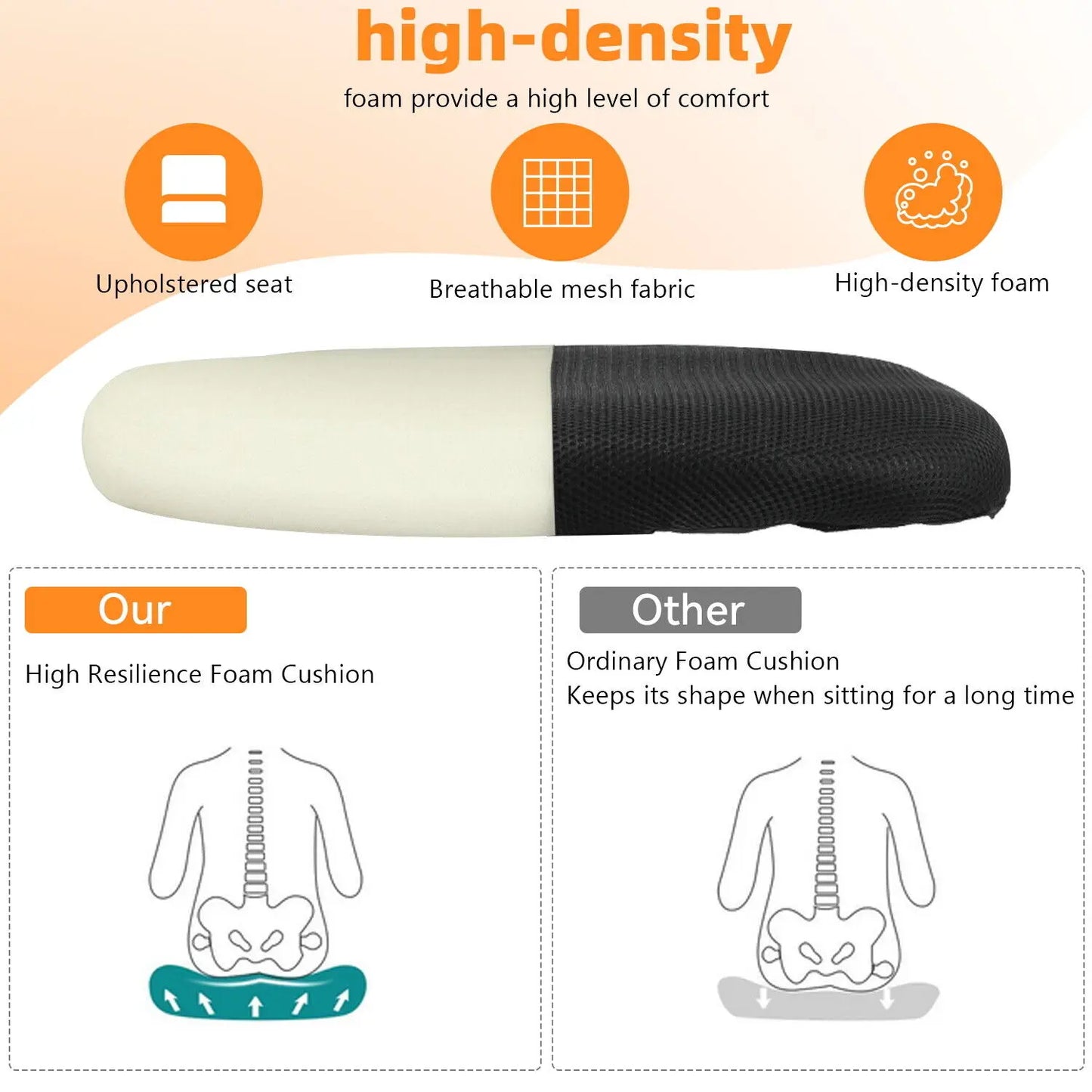 Ergonomic Office Chair with Adjustable Lumbar Support & Flip-Up Armrests