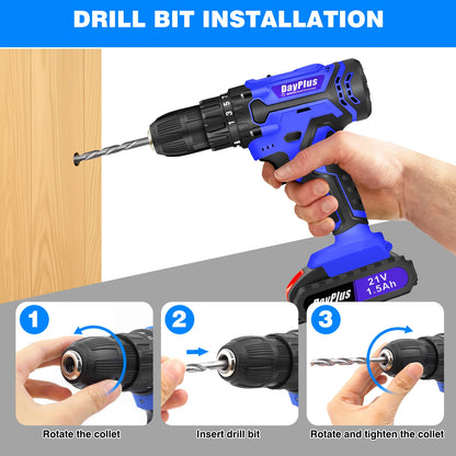 21V Cordless Drill Kit | 45Nm Impact Driver | LED Light | UK Stock Fast Delivery