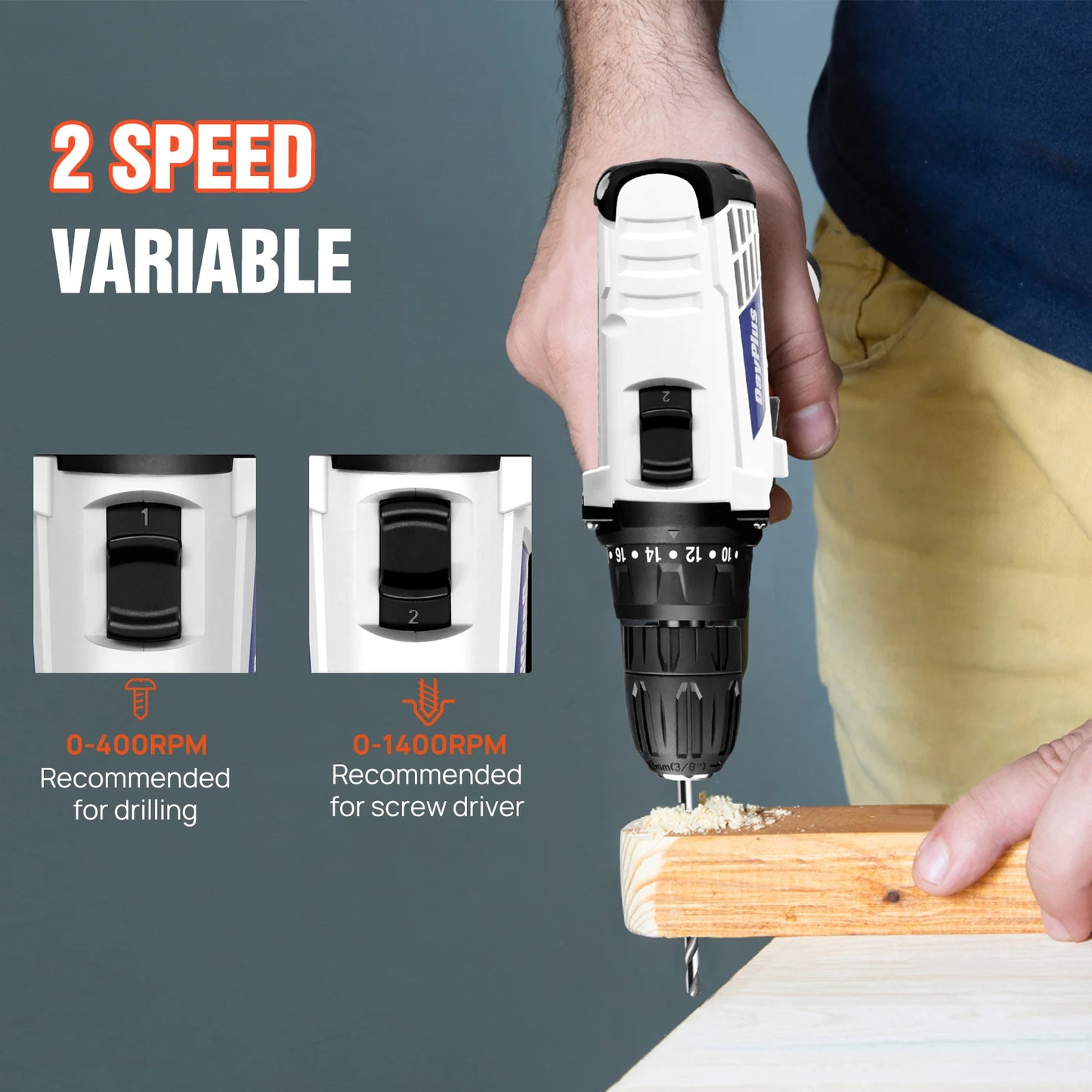 12V Cordless Drill Kit | 18+1 Torque | LED Light | 23-Piece Home DIY Set