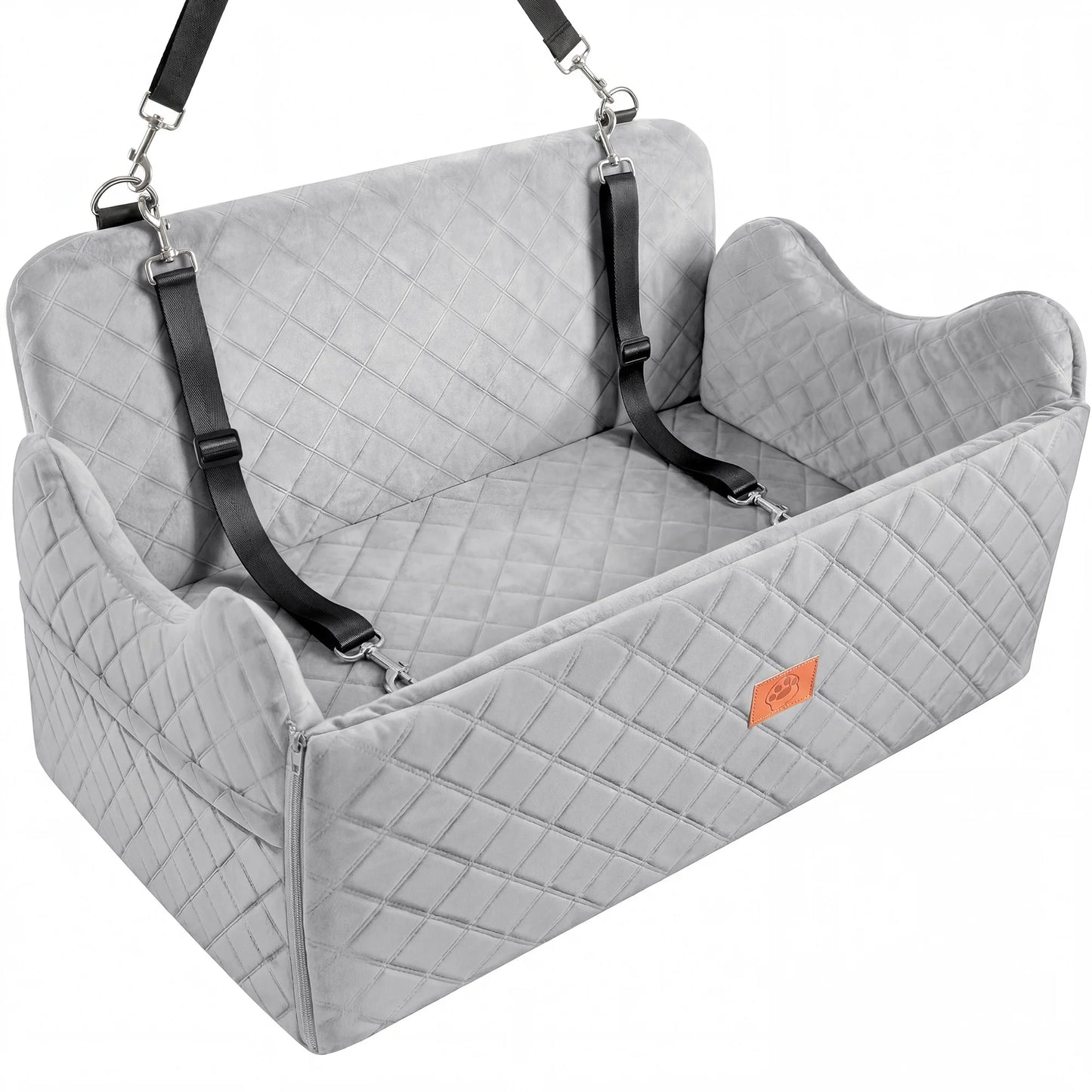 Large Dog Car Seat Booster | Memory Foam Pet Travel Bed | Non-Slip Safety Belt
