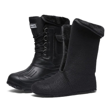 Fur Lined Rain & Snow Work Shoes, Warm Mid-Calf Outdoor Motorcycle Boots