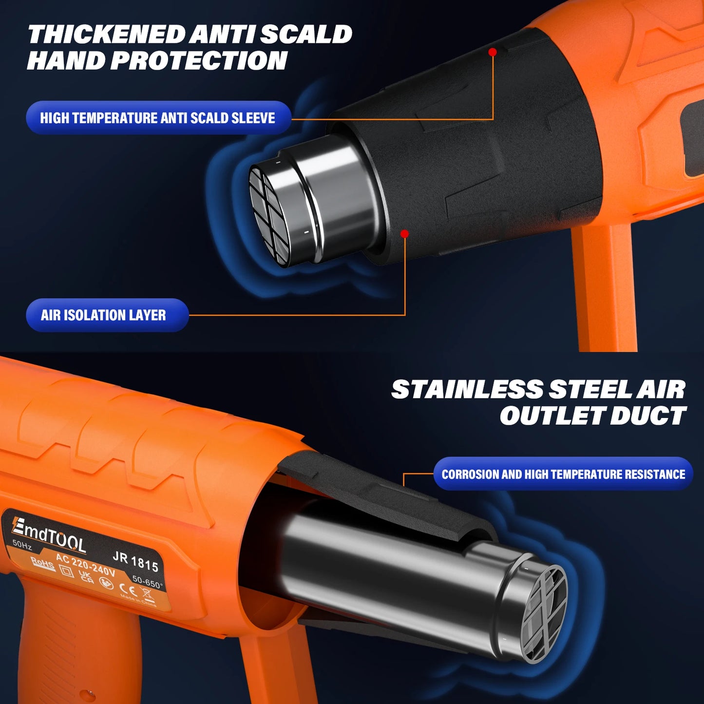 2000W Heat Gun | 4 Nozzles | 300-600C | Paint Stripping Welding & DIY