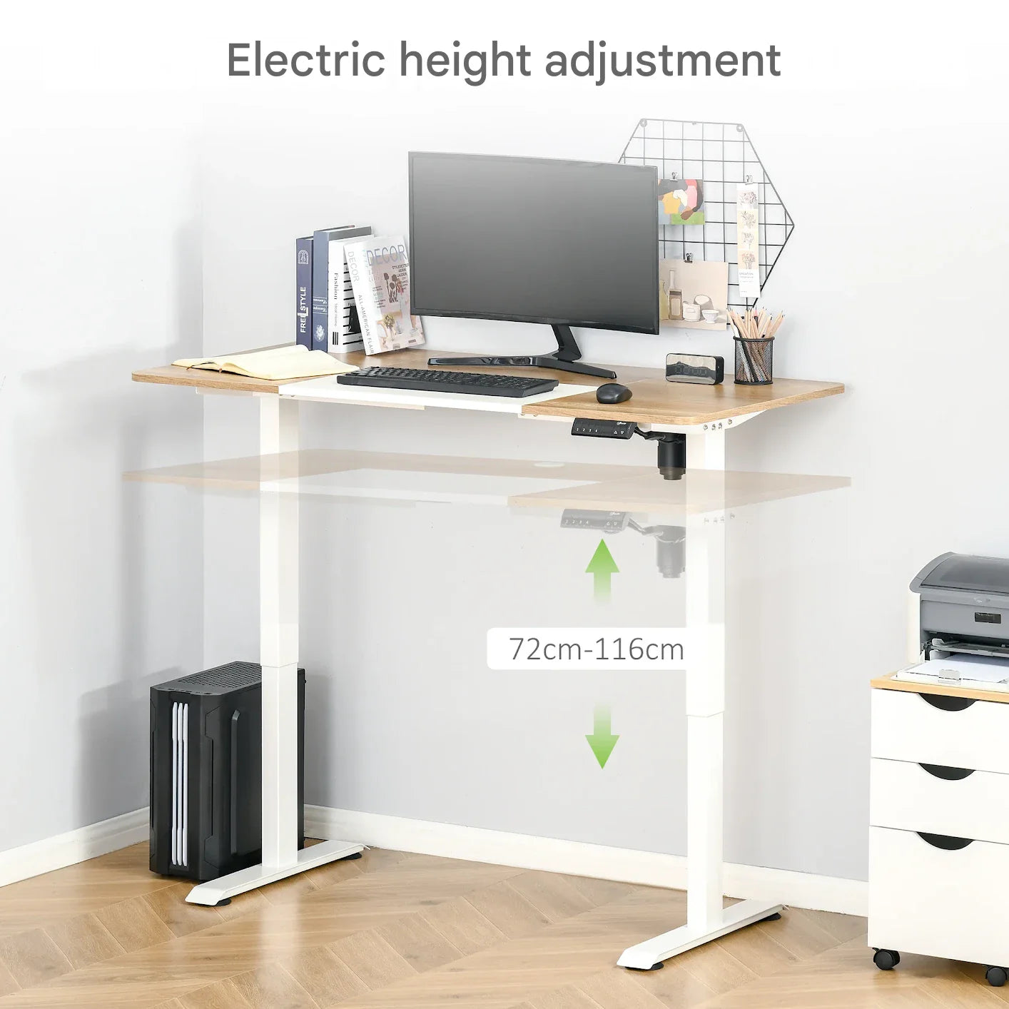 Electric Height Adjustable Standing Desk 140x70cm with Memory Function