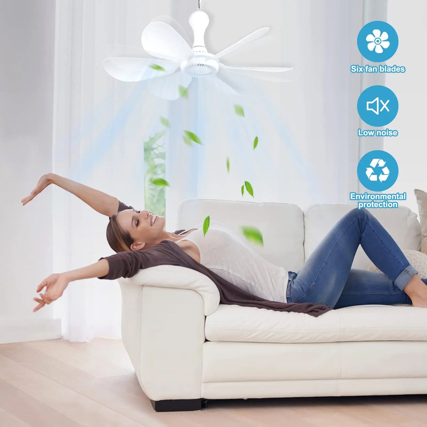 USB 6-Blade Hanging Ceiling Fan - features