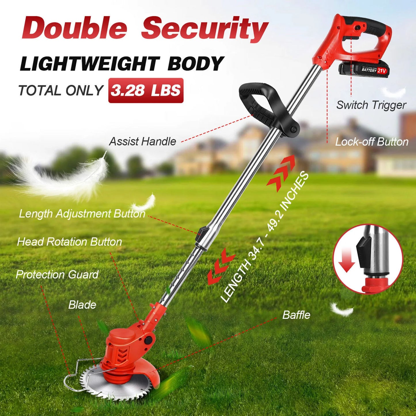 21V Cordless Strimmer | 800W Brushless | Telescopic | Metal & Plastic Blades