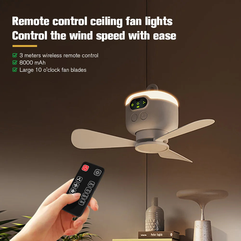 Portable Wireless Ceiling Fan - remote control