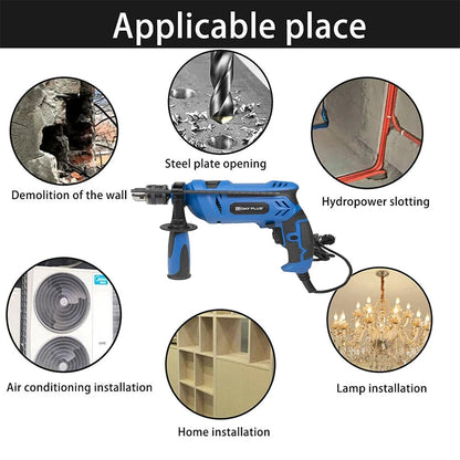 850W Corded Hammer Drill 240V | 3000RPM | 2-in-1 Impact Drill for Concrete