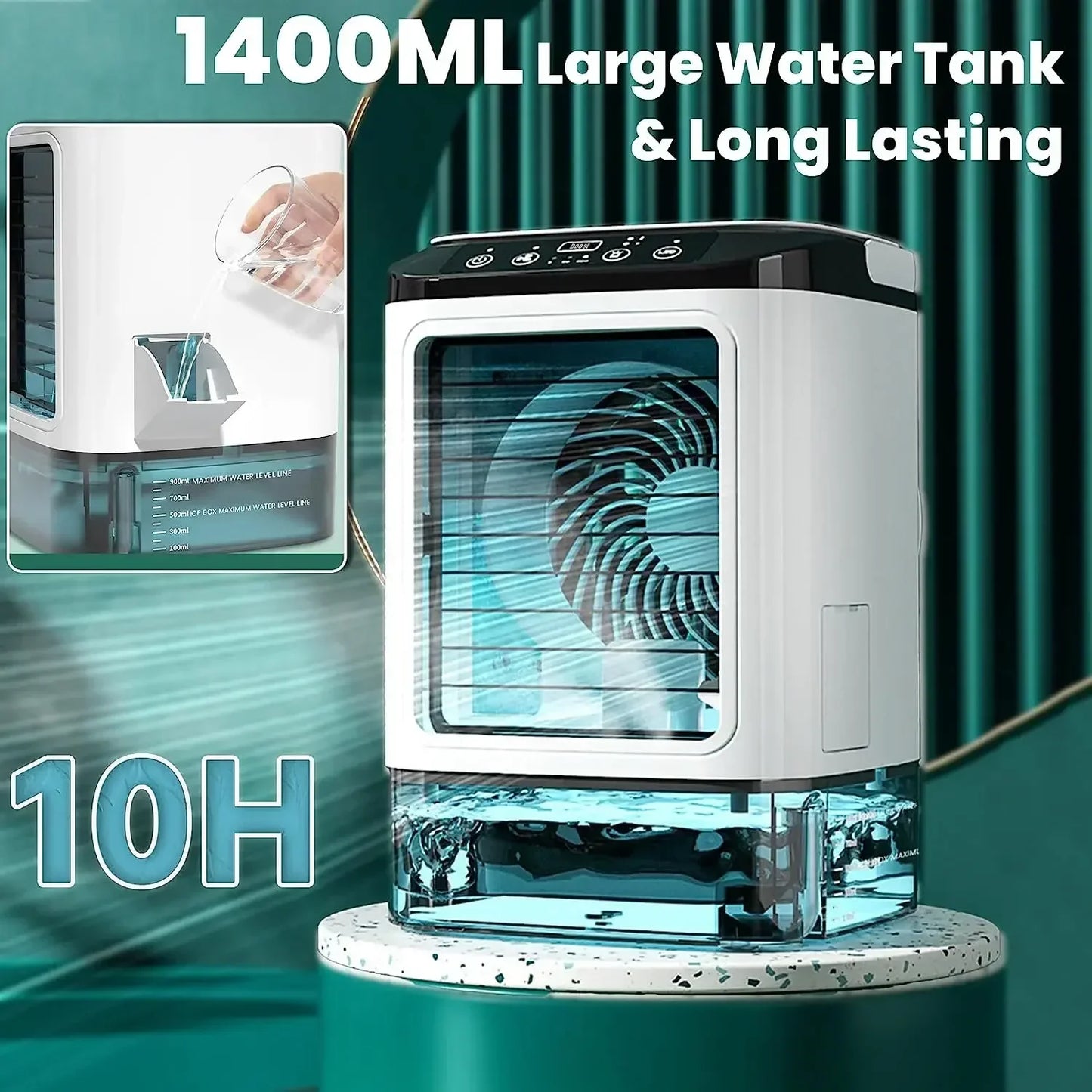 Mini Desktop Air Cooler Fan Dual Spray - misting
