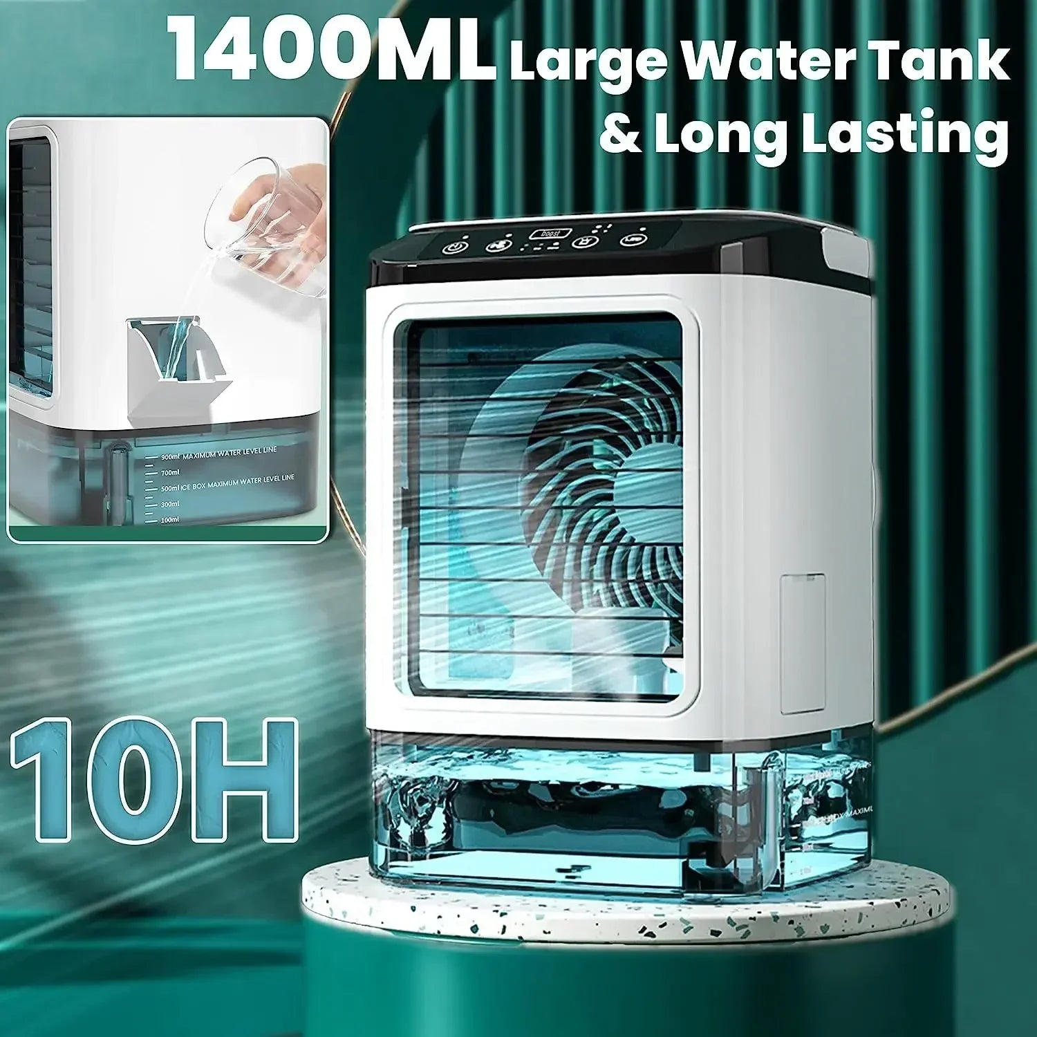 Mini Desktop Air Cooler Fan Dual Spray - misting