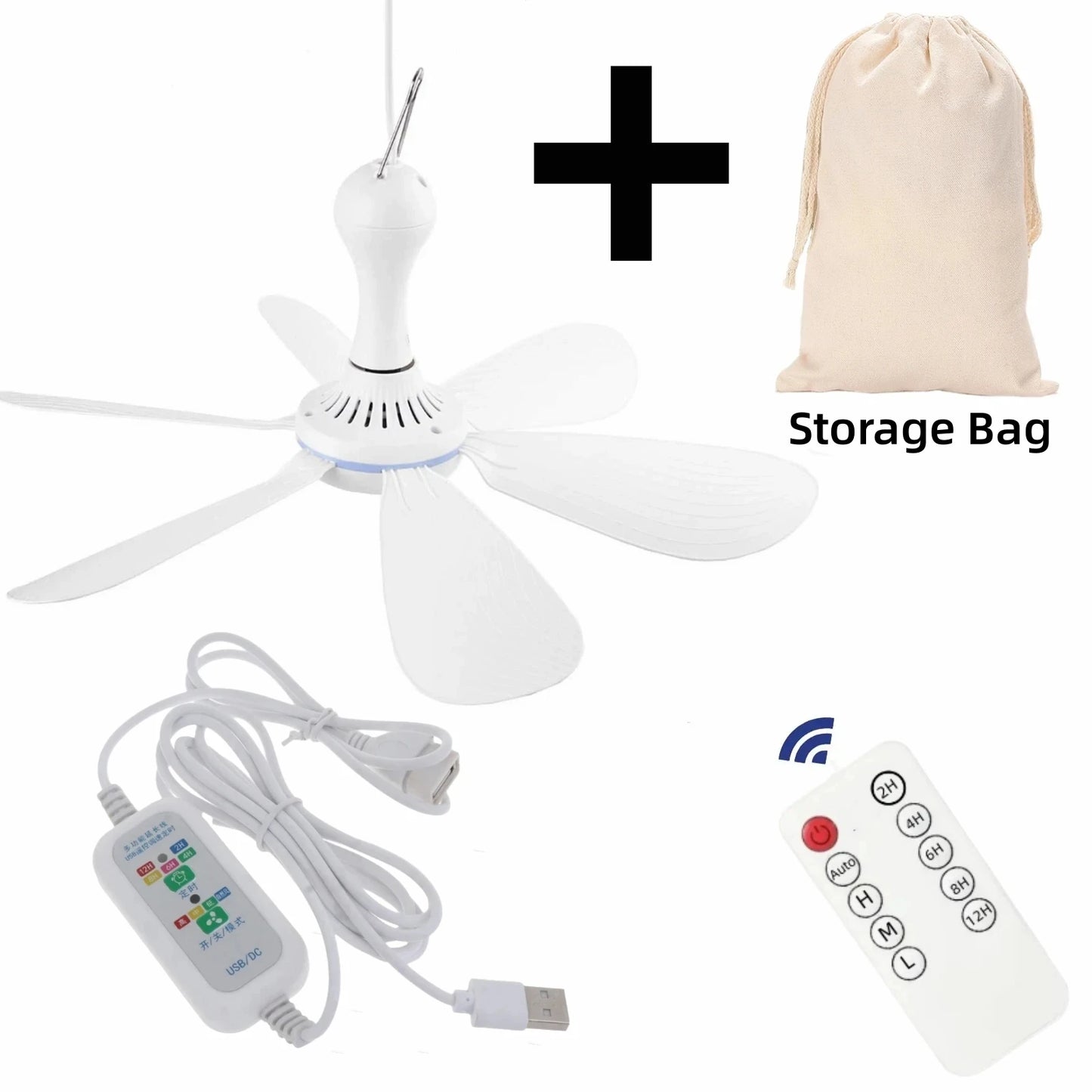 USB 6-Blade Hanging Ceiling Fan - detail