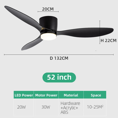 Minimalist Ceiling Fan with LED Light | 42" or 52" | Remote Control