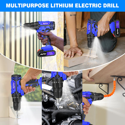 21V Cordless Drill Kit | 45Nm Impact Driver | LED Light | UK Stock Fast Delivery
