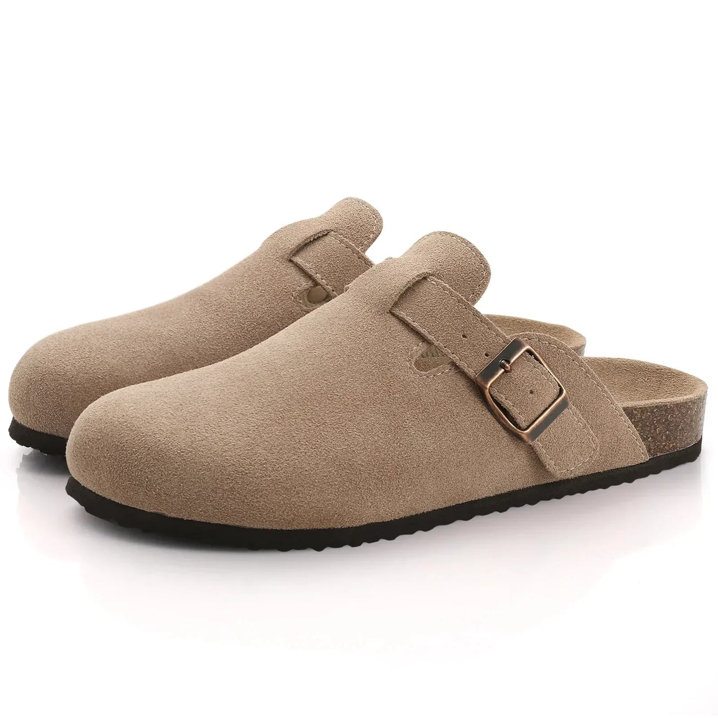 Women's Classic Faux Suede Cork Slippers with Arch Support