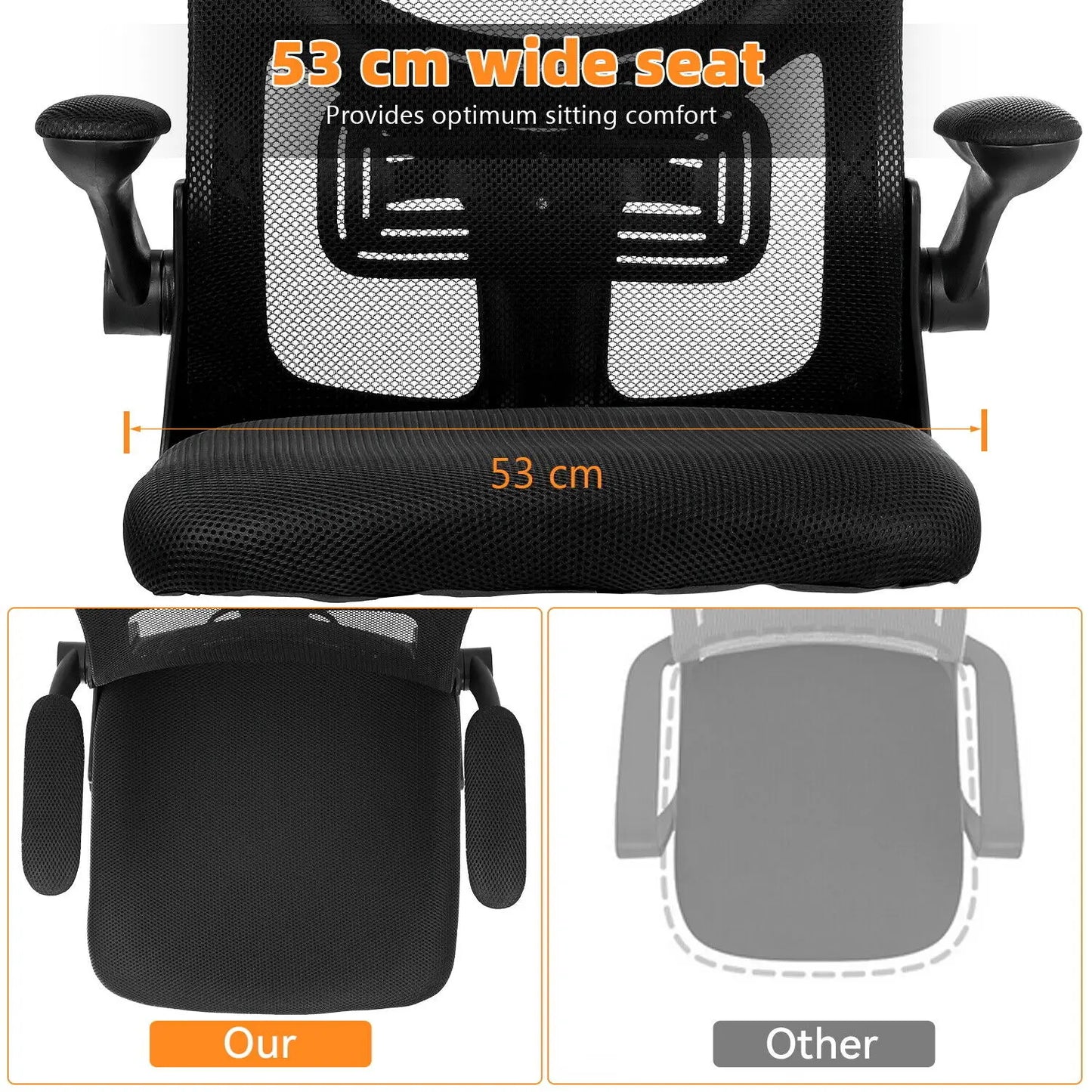 Ergonomic Office Chair with Adjustable Lumbar Support & Flip-Up Armrests