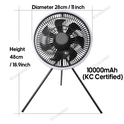 10000mAh Camping Fan - tripod setup