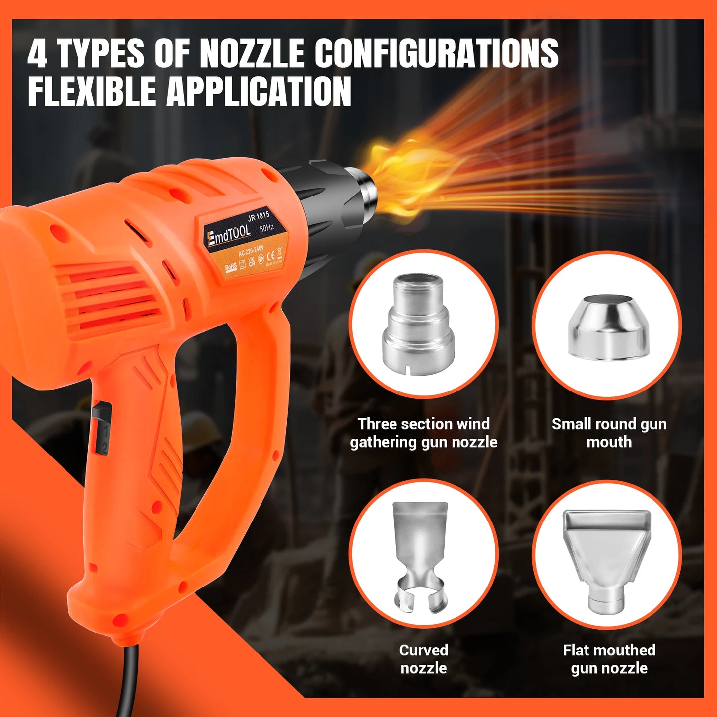 2000W Heat Gun | 4 Nozzles | 300-600C | Paint Stripping Welding & DIY