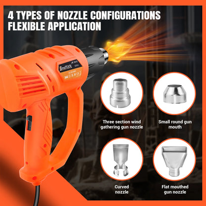 2000W Heat Gun | 4 Nozzles | 300-600C | Paint Stripping Welding & DIY