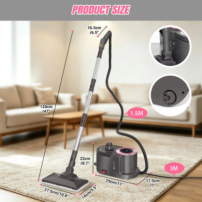 2000W Steam Cleaner | 1.9L Tank | 12-in-1 | Chemical-Free Deep Clean