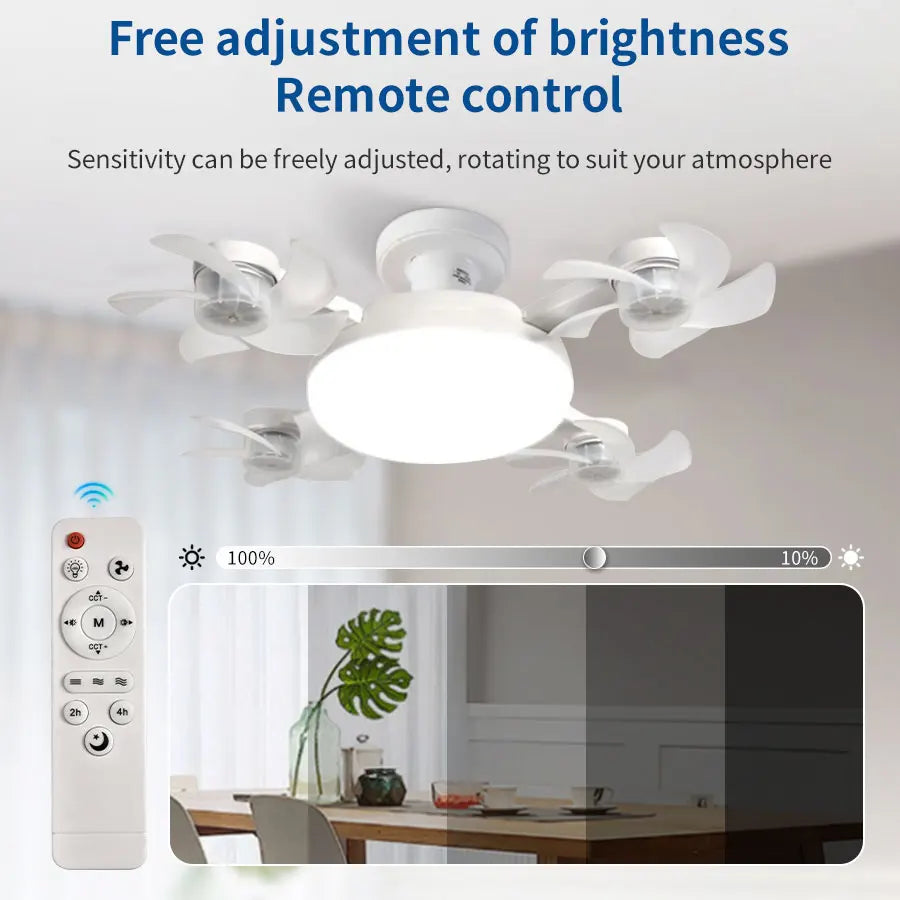 E27 Drone Design Ceiling Fan - LED light on