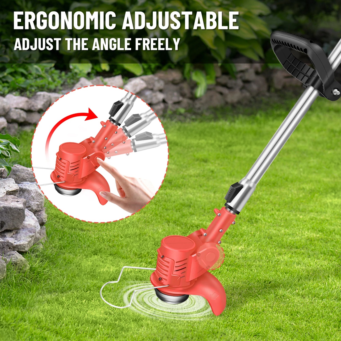 21V Cordless Grass Trimmer | 3-in-1 Weed Wacker | Lawn Edger & Cutter