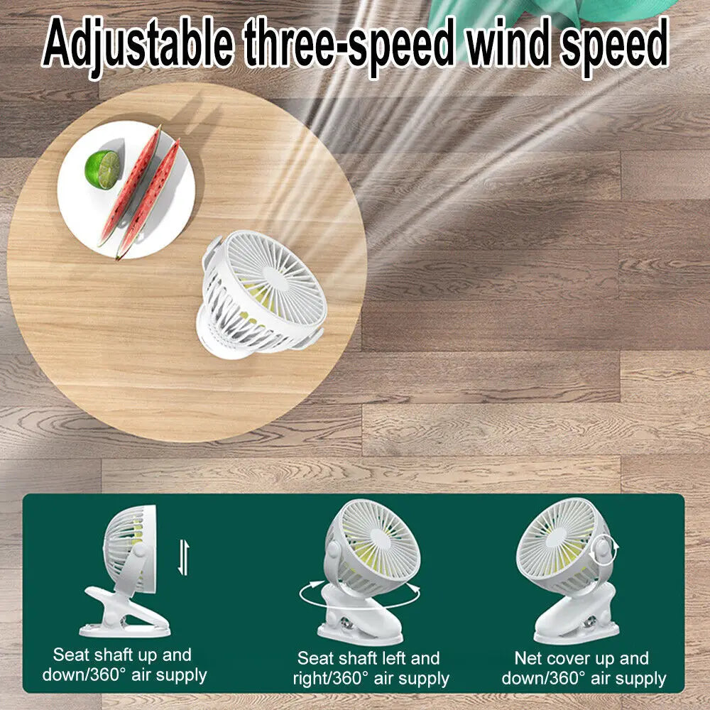 Clip On Fan USB Rechargeable - 360 rotation