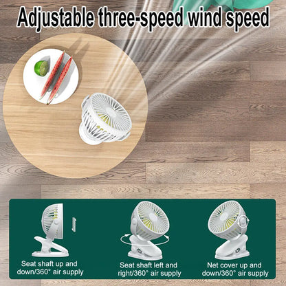 Clip On Fan USB Rechargeable - 360 rotation