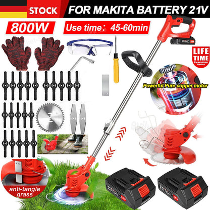 Cordless Garden Strimmer | Adjustable Wheeled Grass Cutter | 2 Batteries