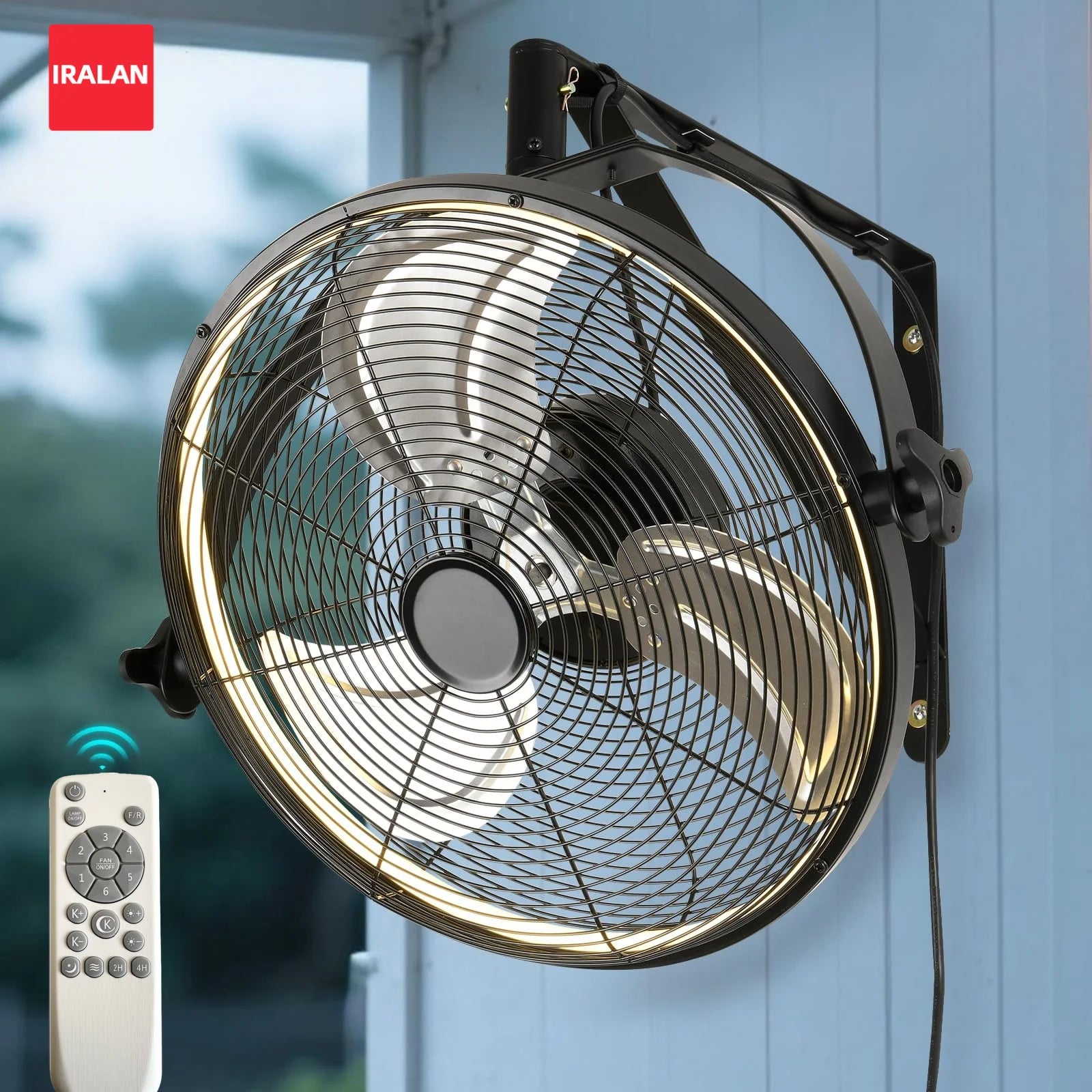 20 Inch Industrial Ceiling Fan with LED and Remote - UK