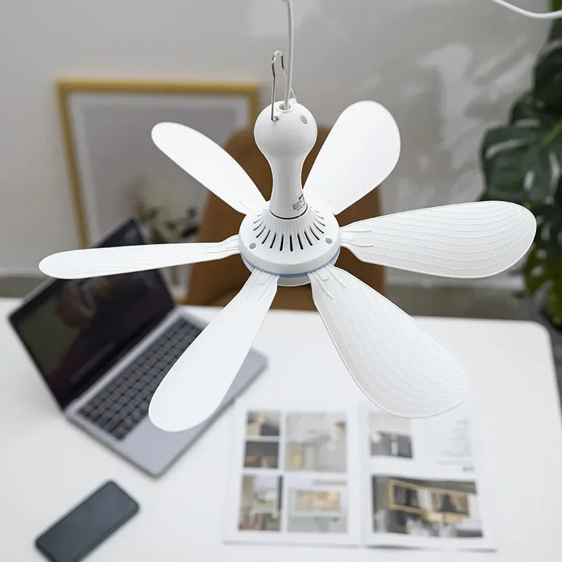 USB 6-Blade Hanging Ceiling Fan with Remote Control - UK