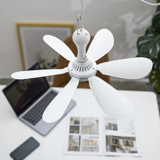 USB 6-Blade Hanging Ceiling Fan with Remote Control - UK