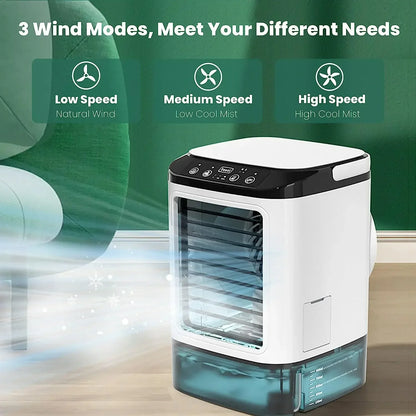 Mini Desktop Air Cooler Fan - night light
