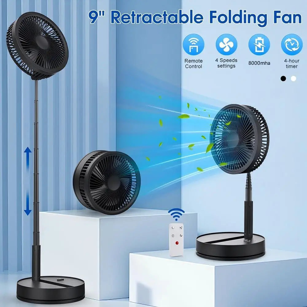 9 Inch Portable Desk Fan 8000mAh Rechargeable 4 Speeds Ultra-Quiet Oscillating - UK