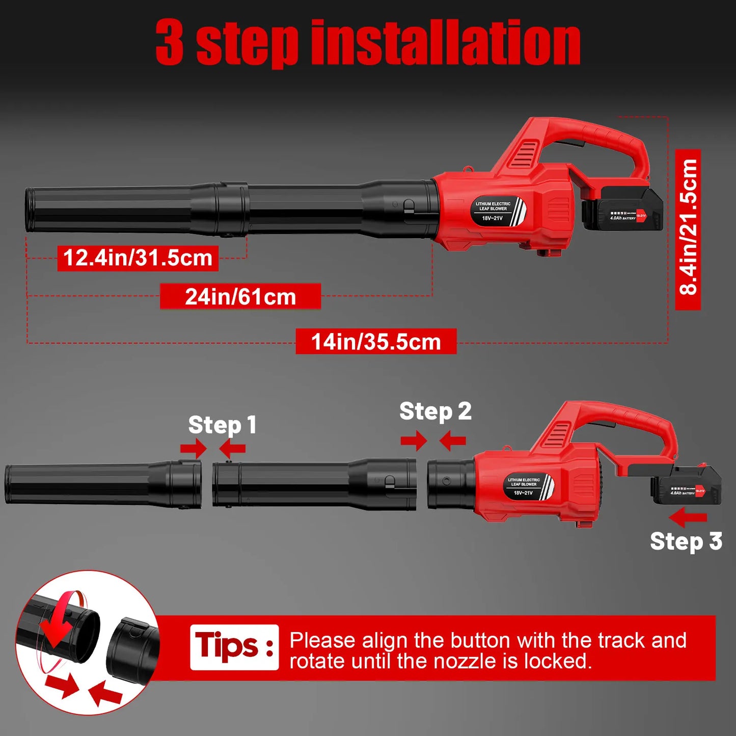 21V Cordless Leaf Blower 580CFM | Dual Battery & Charger | Garden Patio Lawn