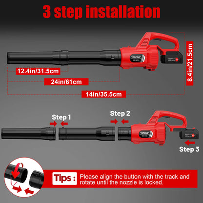 21V Cordless Leaf Blower 580CFM | Dual Battery & Charger | Garden Patio Lawn