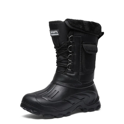 Fur Lined Rain & Snow Work Shoes, Warm Mid-Calf Outdoor Motorcycle Boots